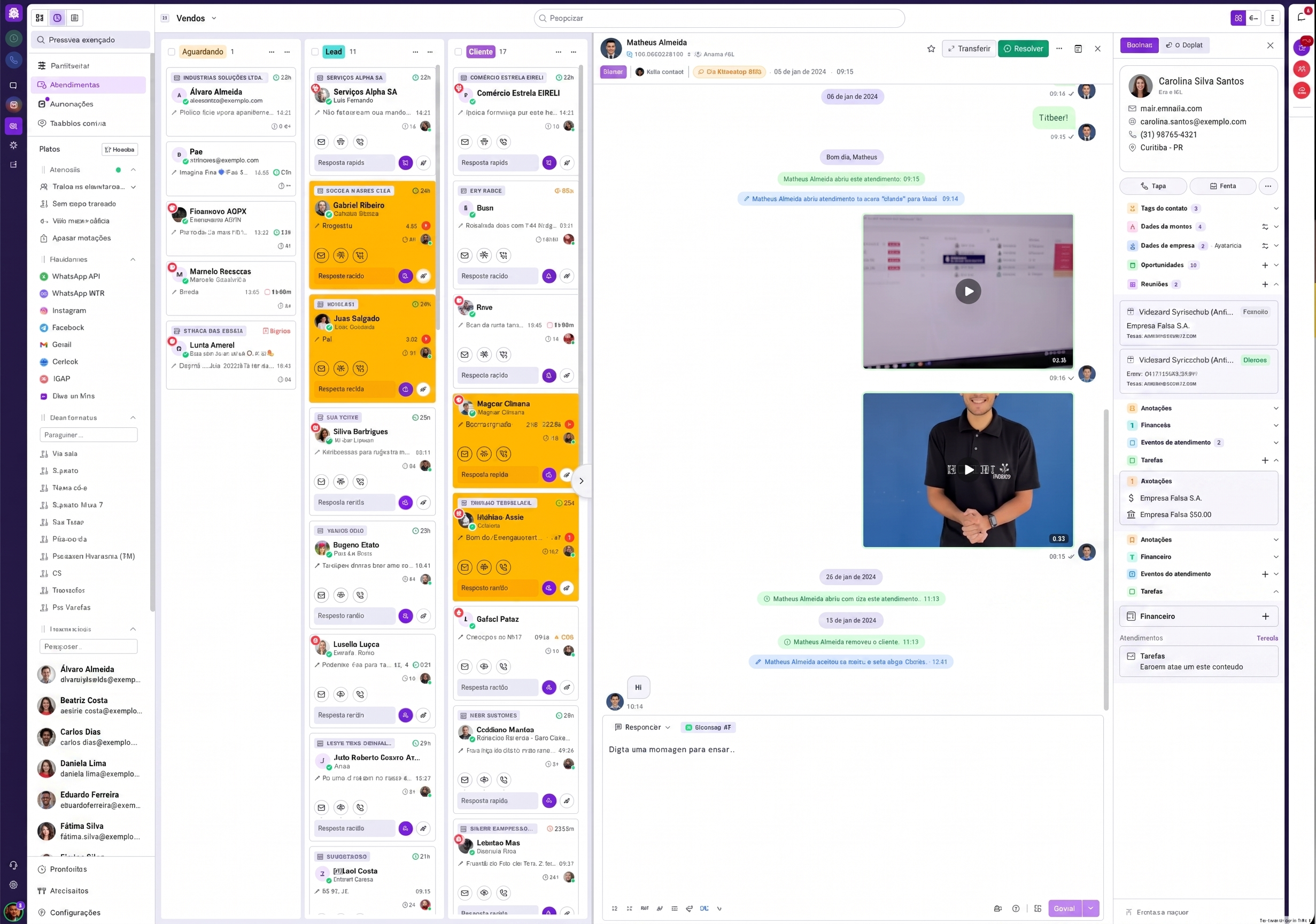 SAC360 V2 com inbox lateral e painel de detalhes do contato